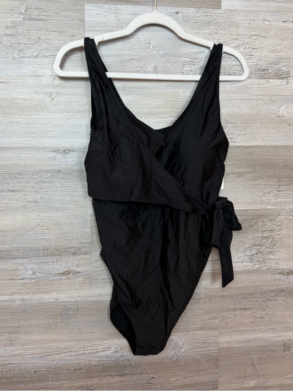 NWT Quince Italian Wrap One-Piece Swimsuit - Black - Size M